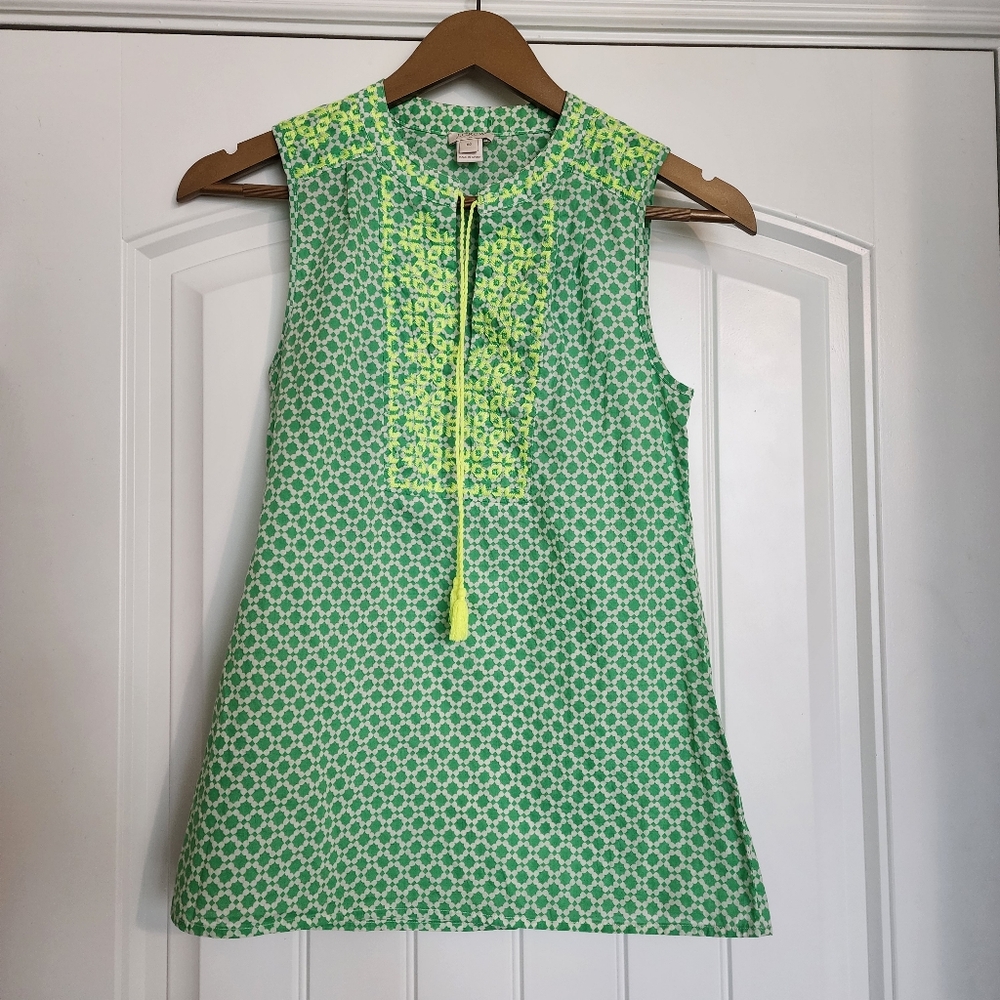 Green Boho Sleeveless Cotton Top